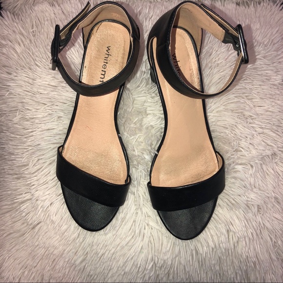 black open toe block heel sandals